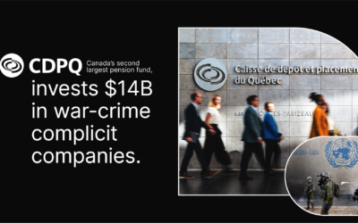 The CDPQ December 31, 2023 year-end report includes over $14 billion of investments in companies complicit with Israeli war crimes and genocide. This represents just over 3 percent of the CDPQ total holdings of $434 billion.